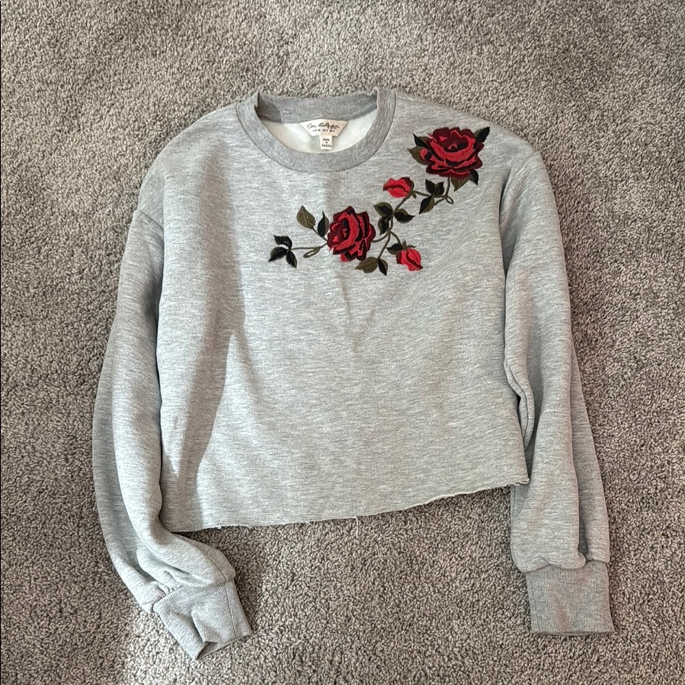 MISS SELFRIDGE Grey Floral Embroidered Sweatshirt size 2